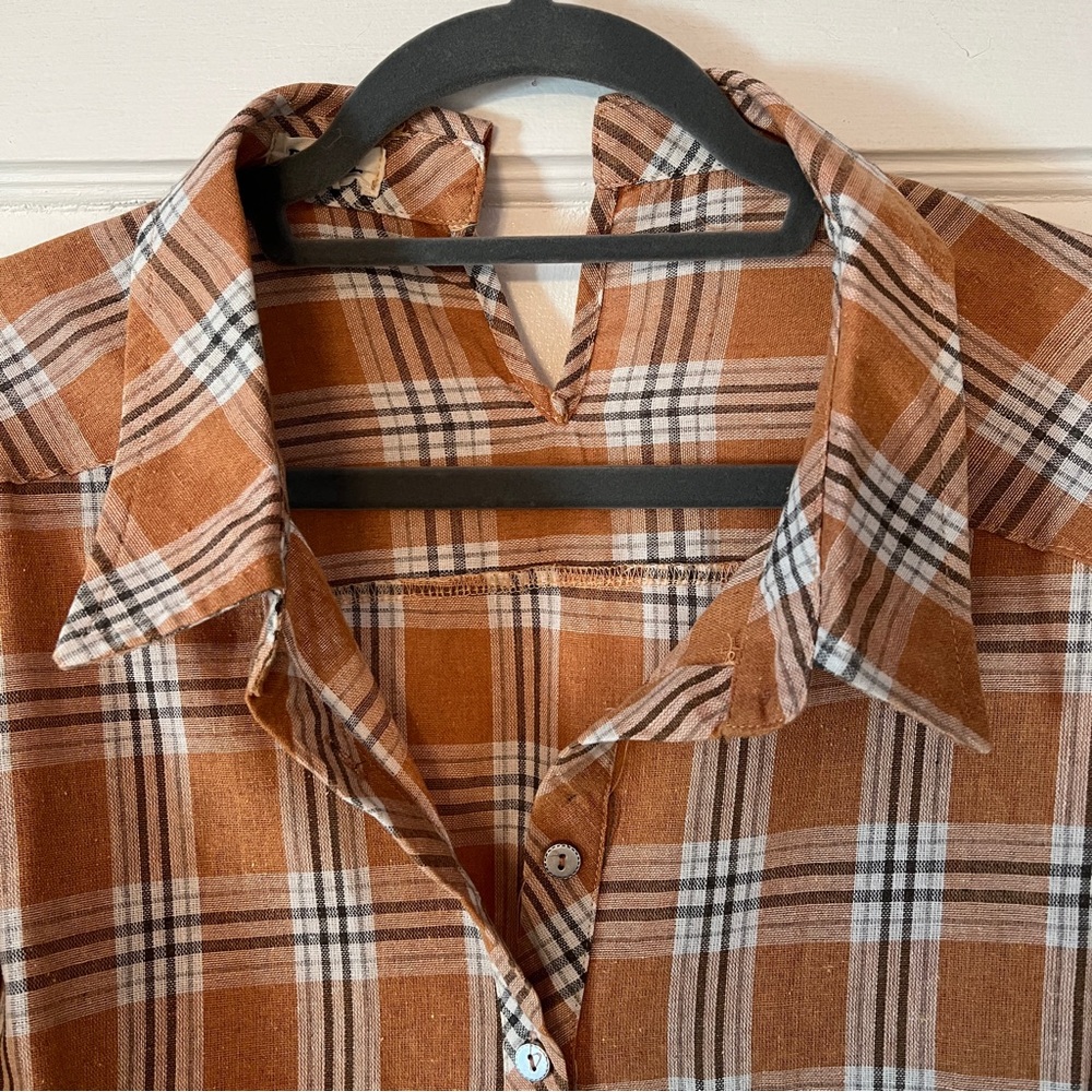 POL Orange Plaid Button Up Shirt Oversized L - Picture 10 of 16